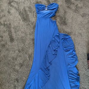 Strapless Ruffle Maxi Dress in Royal Blue